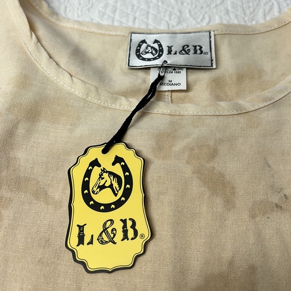 ⭐️L&B Lucky & Blessed nwt tea dyed crochet flower asymmetrical hem dress M - Picture 8 of 14